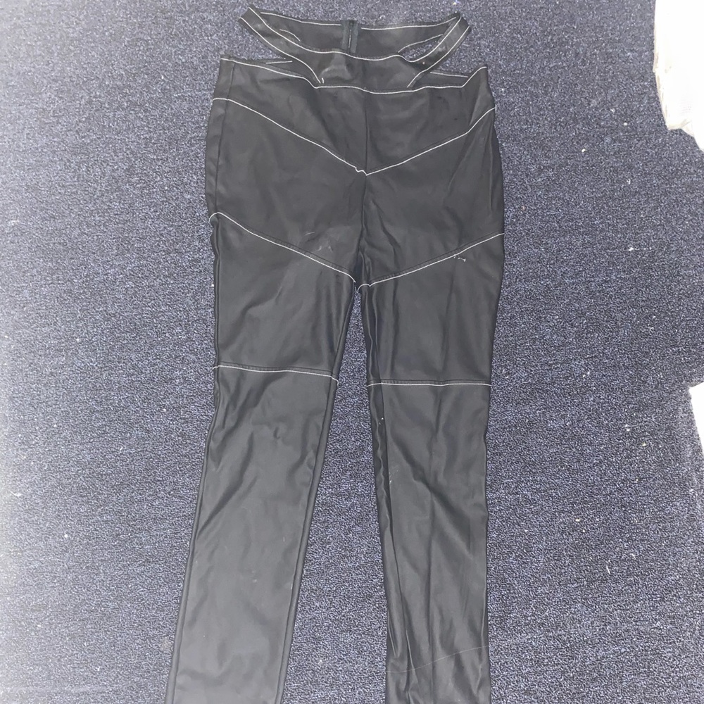 Fashion nova leather hip cutout pants